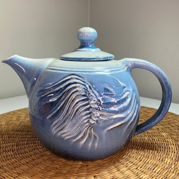 Vintage 1987 Dryden Original Blue Teapot Signed JK
